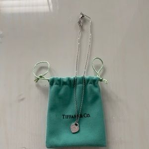 Tiffany & Co. Silver Heart Tag Necklace with Tiffany Blue Pouch